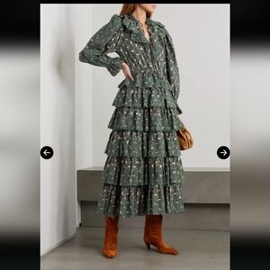 Ullaa Johnson Odile raffled Floral broderie anglaise cotton Poplin midi dressSz8